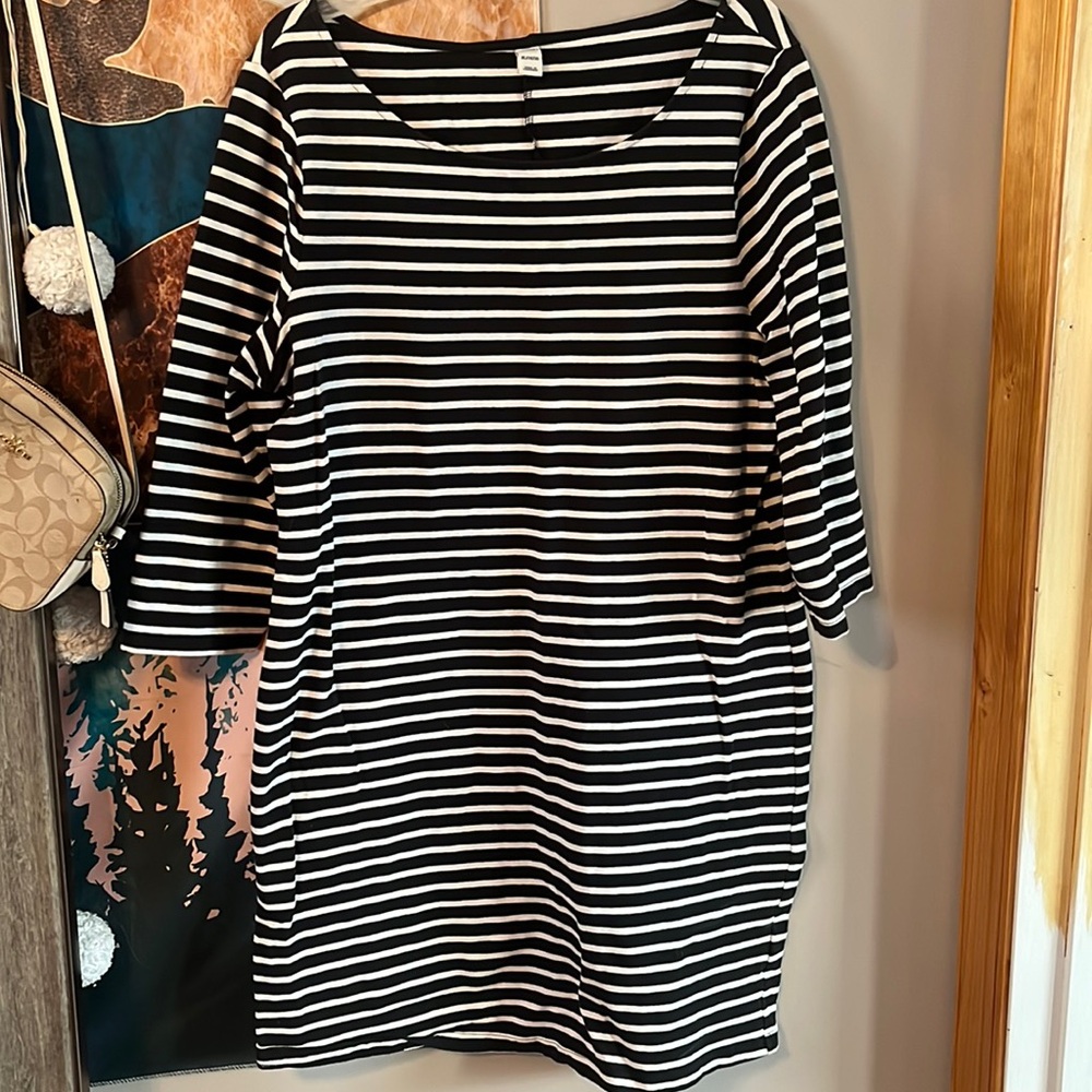 Old Navy Black and White Striped Mini Dress
